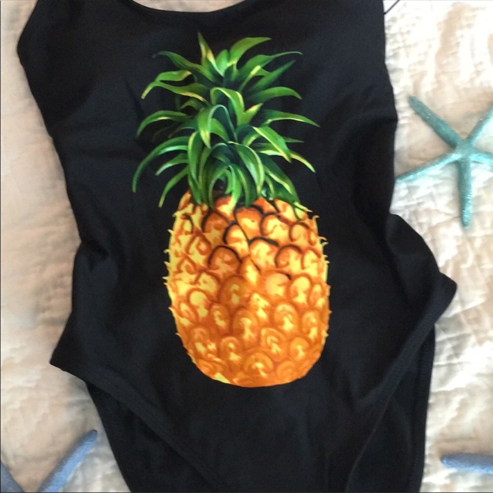 Pineapple Lace Up One Piece Swimsuit - Picture 2 of 5